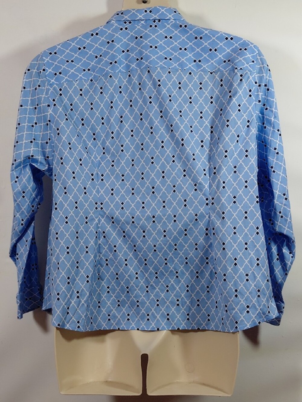 Talbots Blue Geometric Print Long Sleeve Button Down Shirt Closet Staple 22WP - Picture 7 of 9